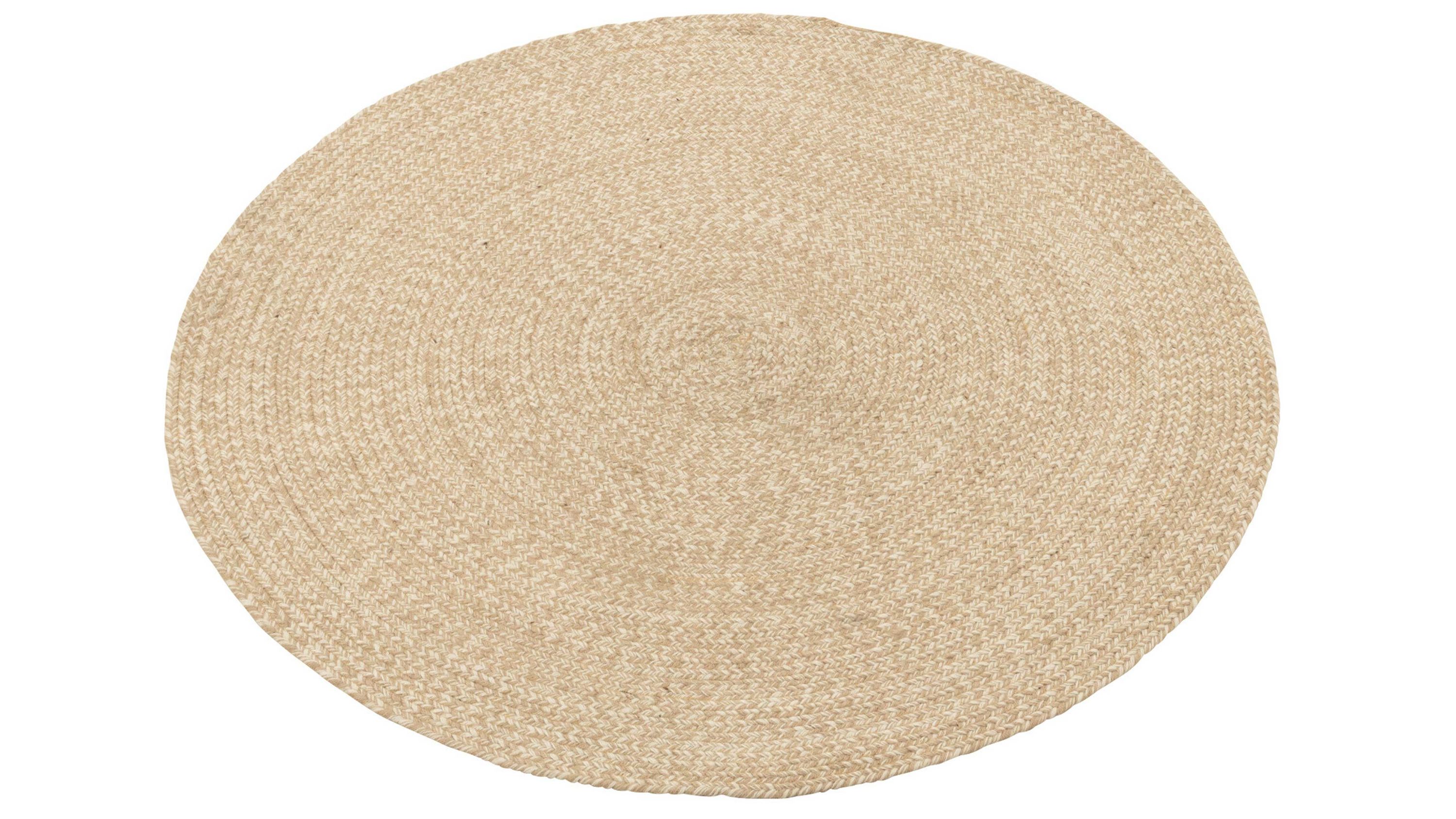 Runder Teppich in beige mit melierter Strickoptik