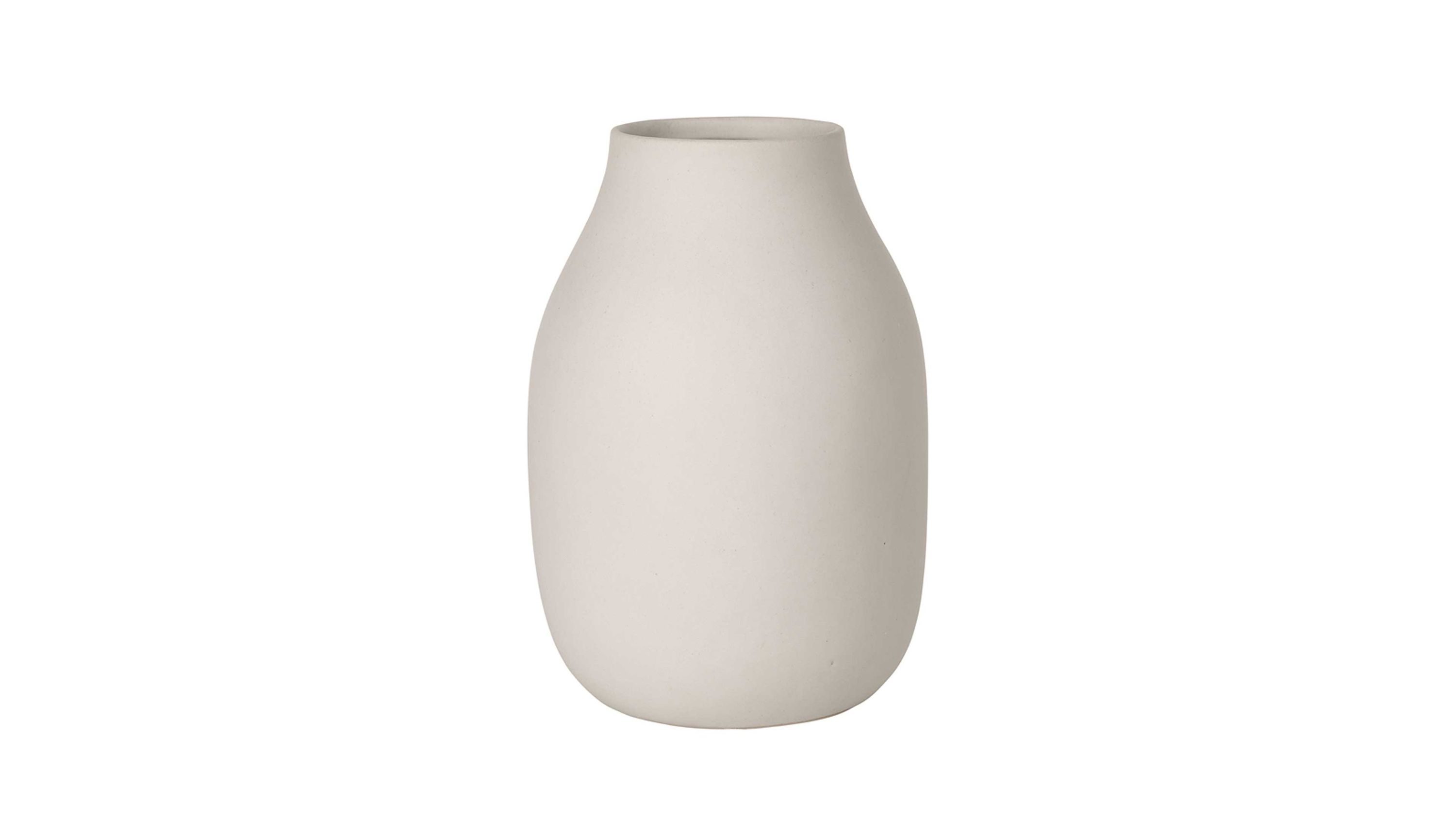 Cremeweiße Vase mit bauchiger Form und schmalem Hals