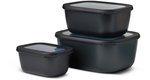 Das 3-teilige Vorratsdosen-Set in Nordic Black überzeugt durch sein hohes, rechteckiges Design