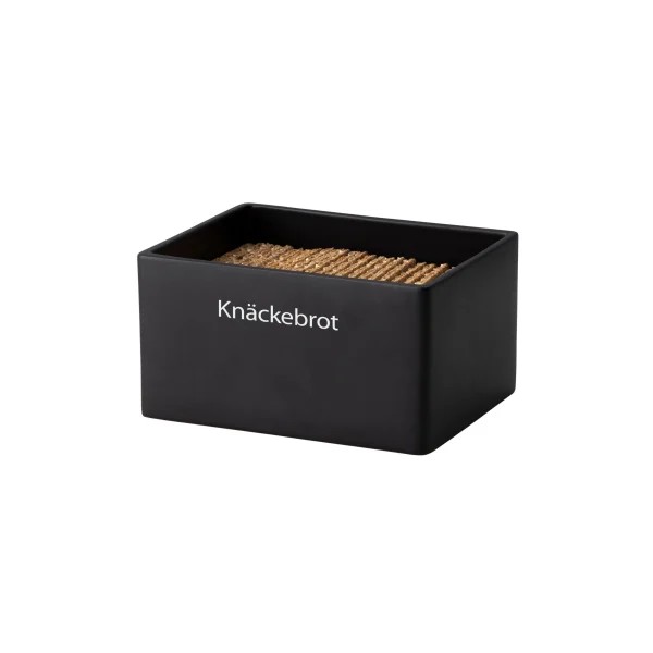 Vorratsdose schwarz mit Holzdeckel  klar beschriftet mit Knäckebrot