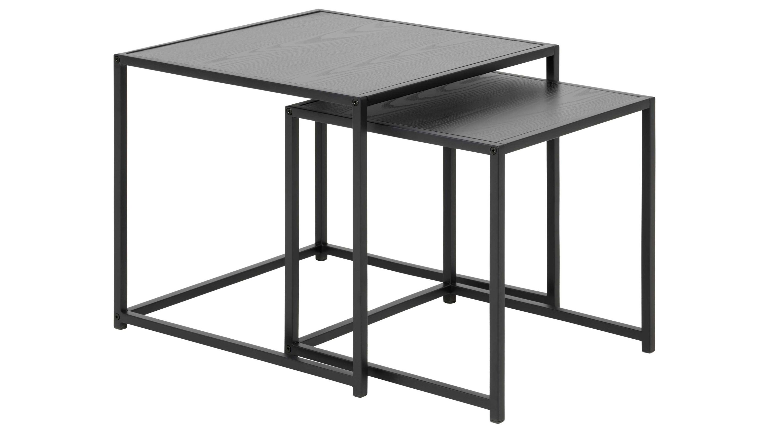Beistelltisch-Set Seaford im Industrielook bzw. Beistelltische schwarz Esche  zweiteilig