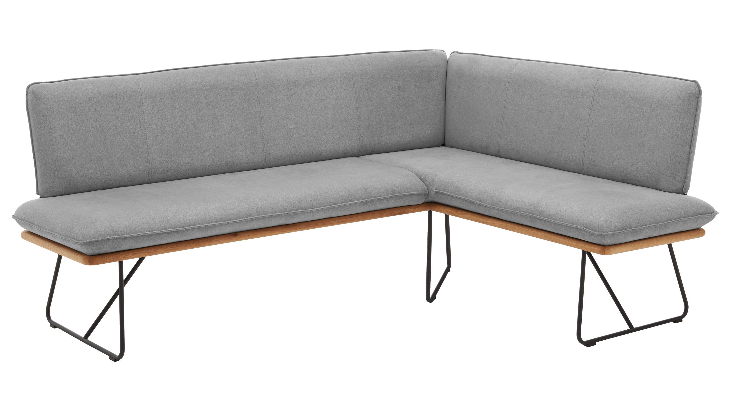 Eckbank mit platingrauem Polster und schwarzem Metallgestell Eckbank mit platingrauem Polster und schwarzem Metallgestell