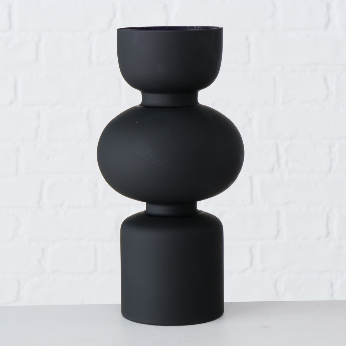 Boltze Vase Nelika elegant stilvoll matt schwarz 29 cm Glas Deko Dekoration
