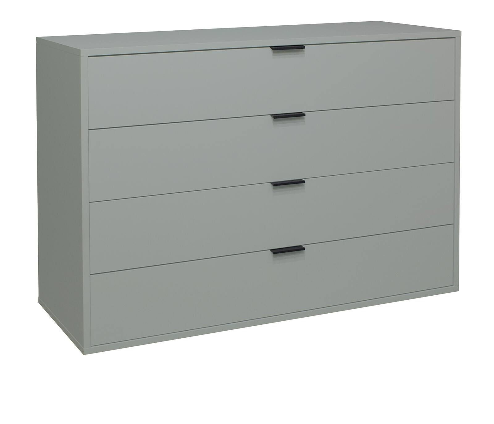 Pine Green Sideboard mit matter Oberfläche  vier Schubladen mit mittigen Griffen  rechteckige Form
