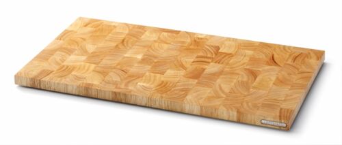 Rechteckiges Schneidebrett aus hellem Holz mit sichtbarer Stirnholzstruktur