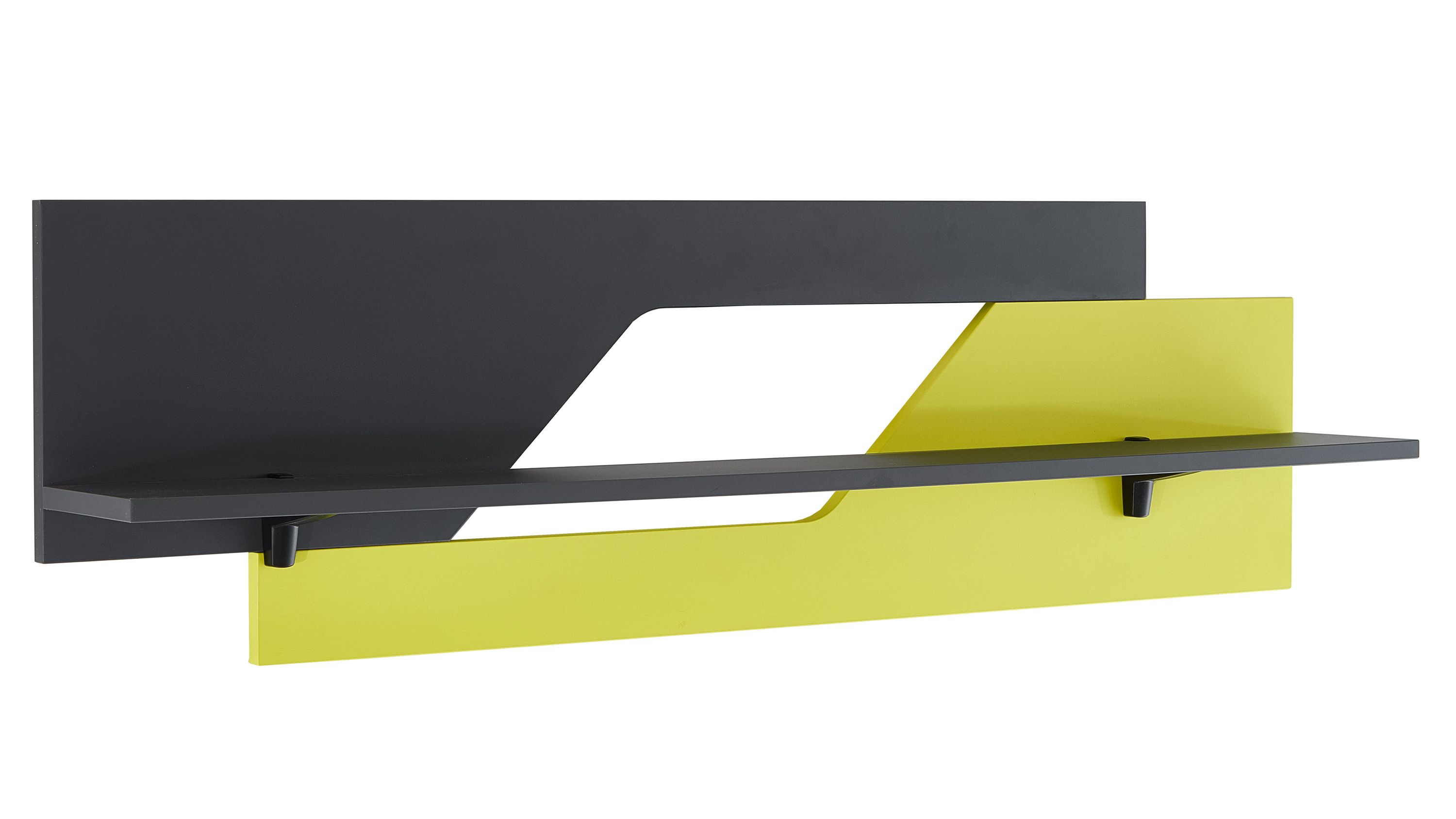Wandboard mit schmalem Regalbrett und Rückwand in grau weiß und grün