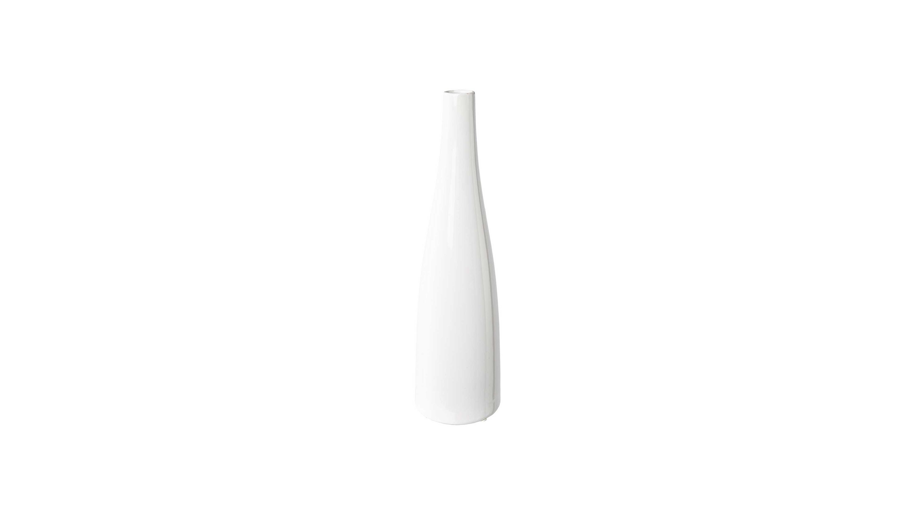 Schmale weiße Vase aus Keramik mit schmalem Hals und rundem Boden