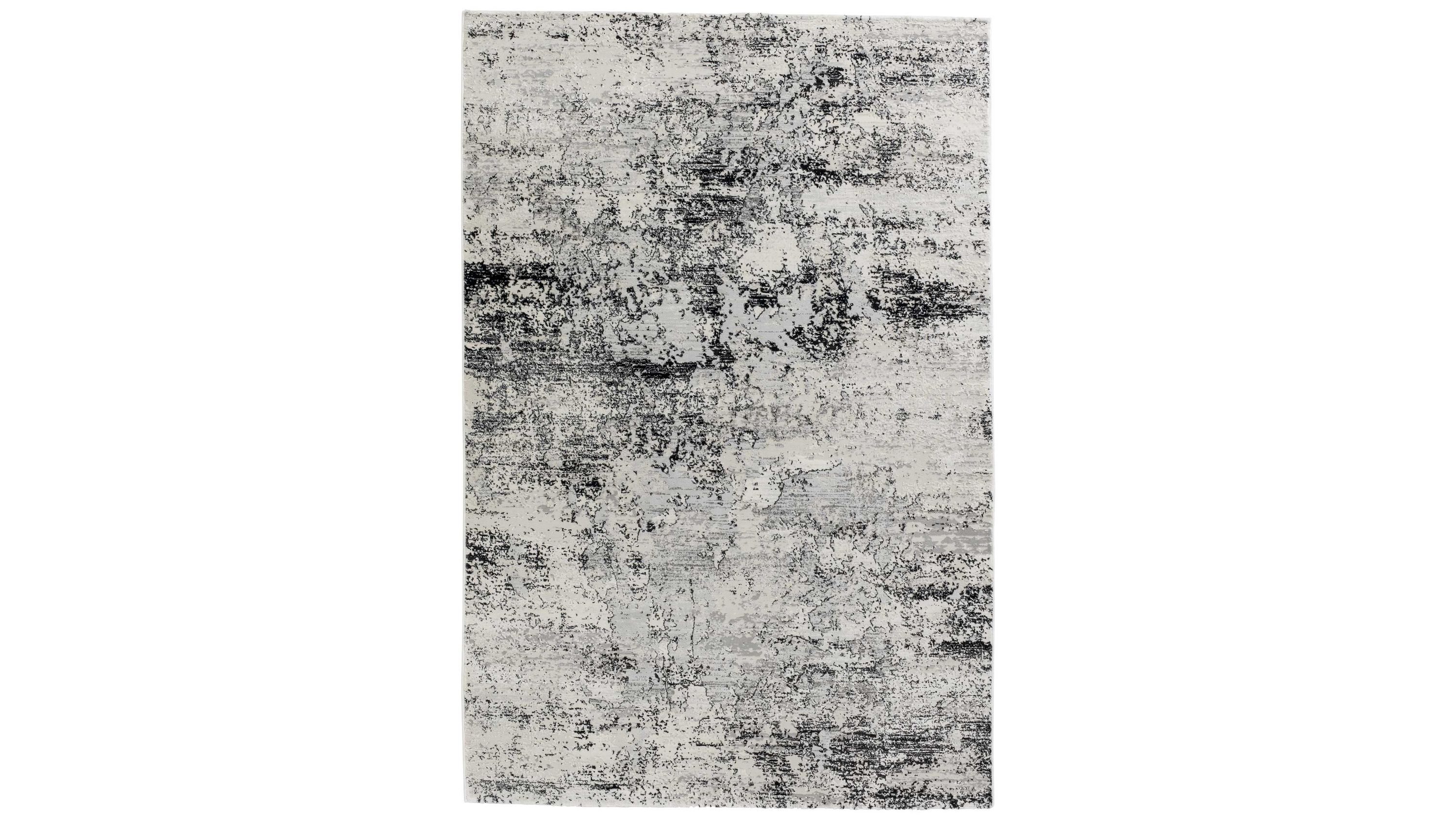 Rechteckiger Teppich mit abstraktem Muster in Blau und Creme