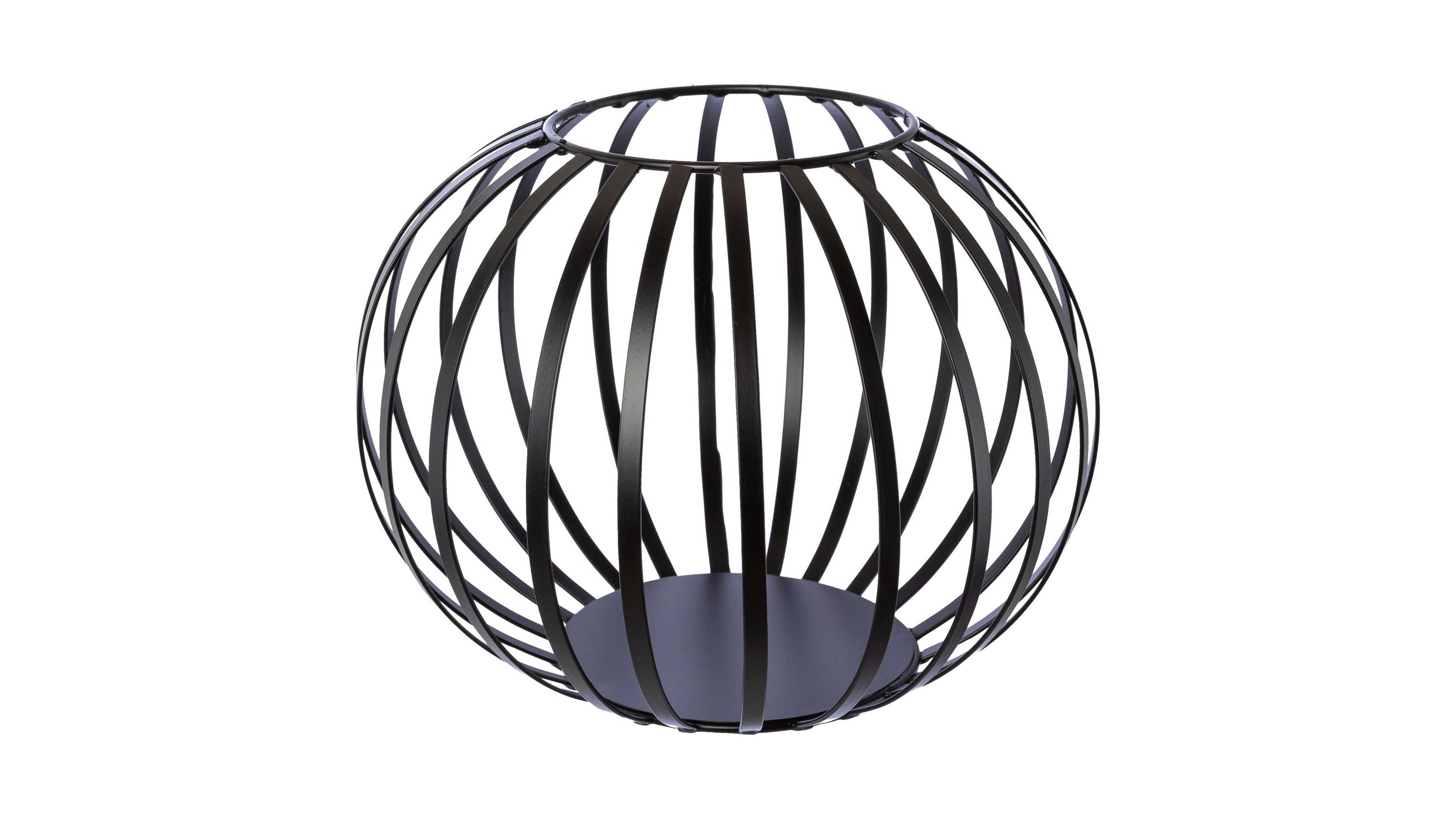 Rundes Windlicht aus schwarzen Metallstreifen mit offenem Gitterdesign