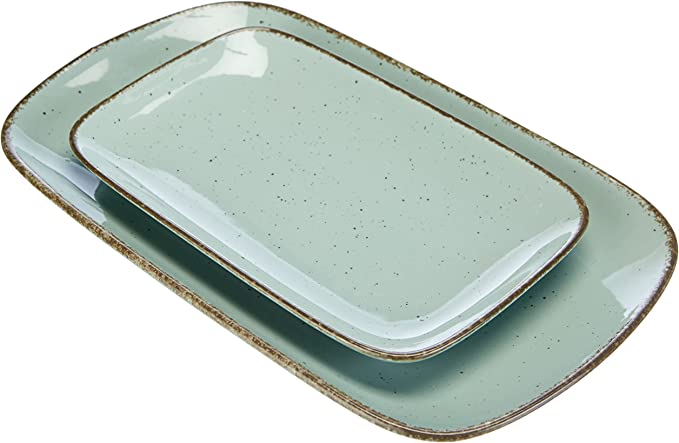 Zwei rechteckige Servierplatten  in Blau mit leichtem Vintage-Effekt