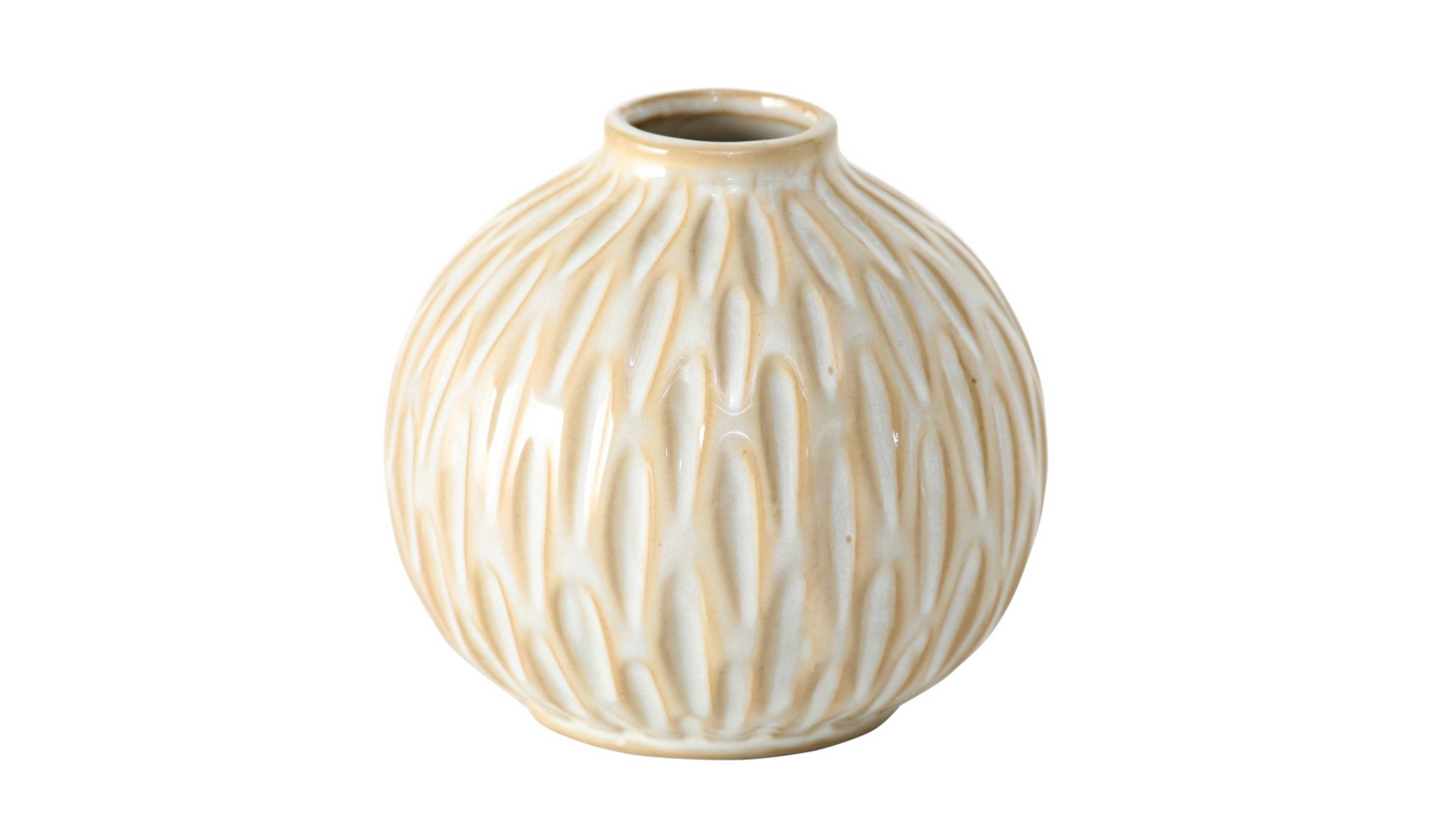 Runde Vase mit strukturierter Oberfläche in Cremeweiß Runde Vase mit strukturierter Oberfläche in cremeweiß