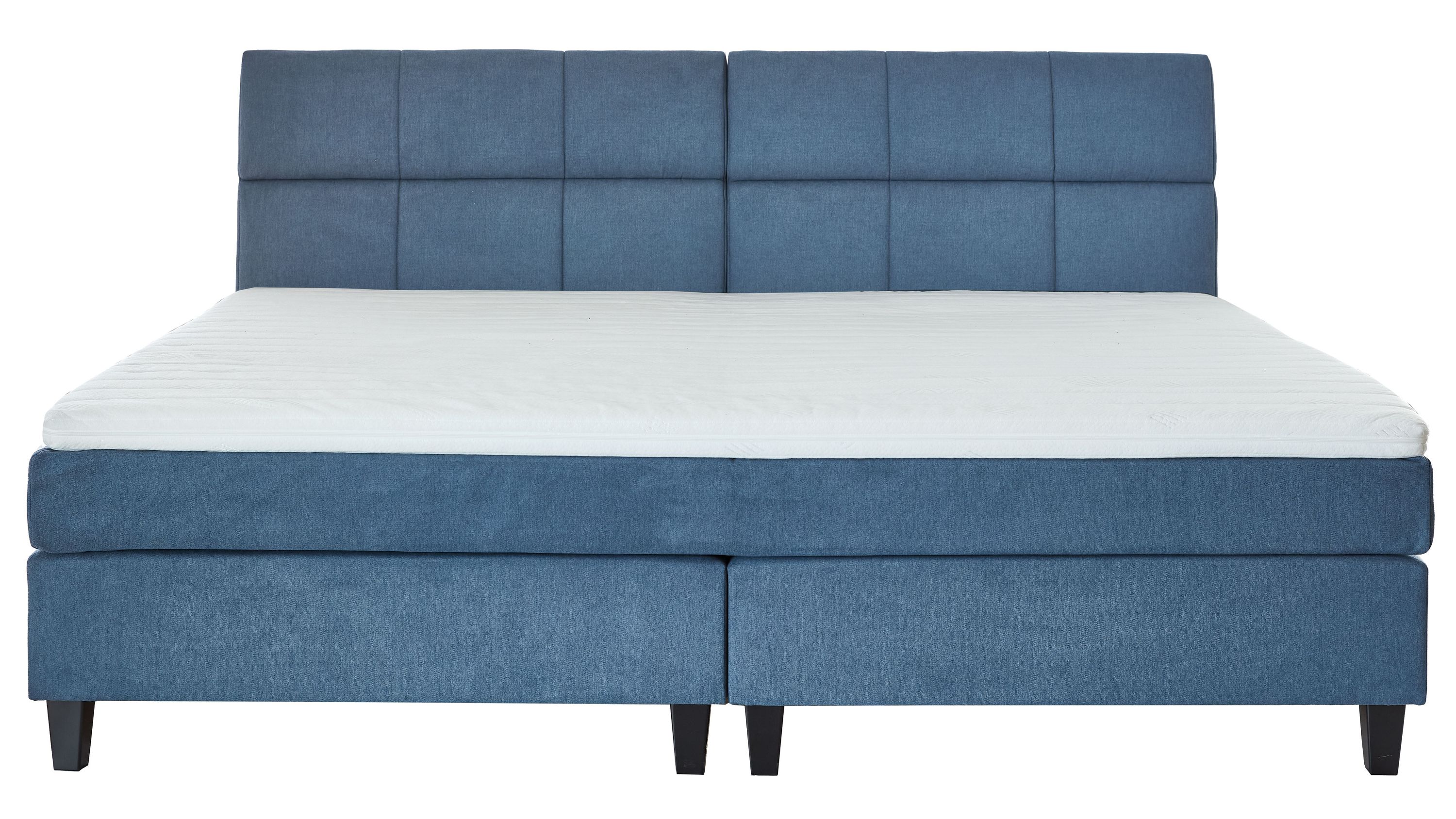 Boxspringbett Fatena taubenblauer Stoffbezug EQE 16  Liegefläche ca. 240 x 200 cm