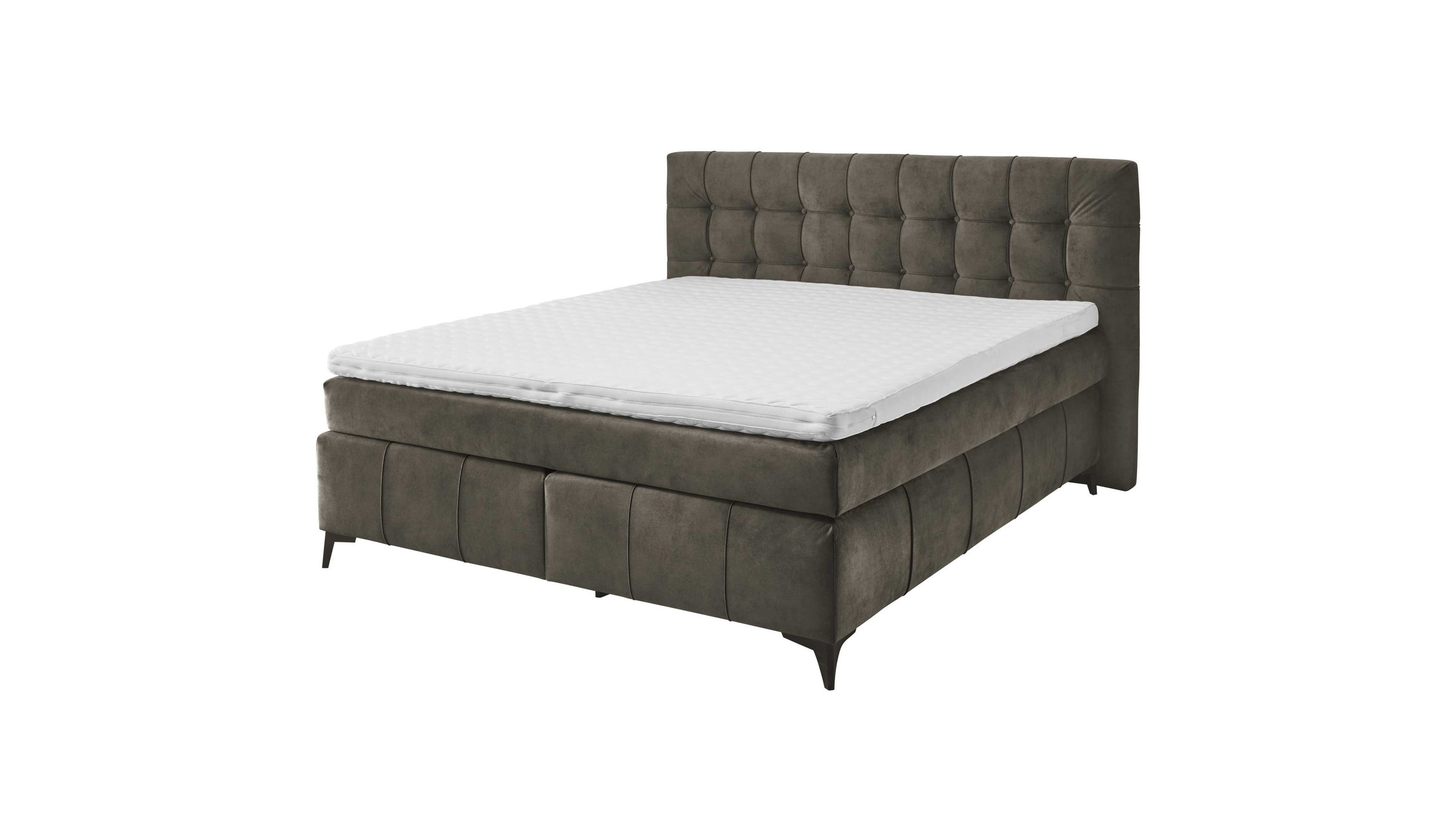 Boxspringbett Oregon 8 espressofarbener Chenille Salvador 04 - Liegefläche ca. 180 x 200 cm