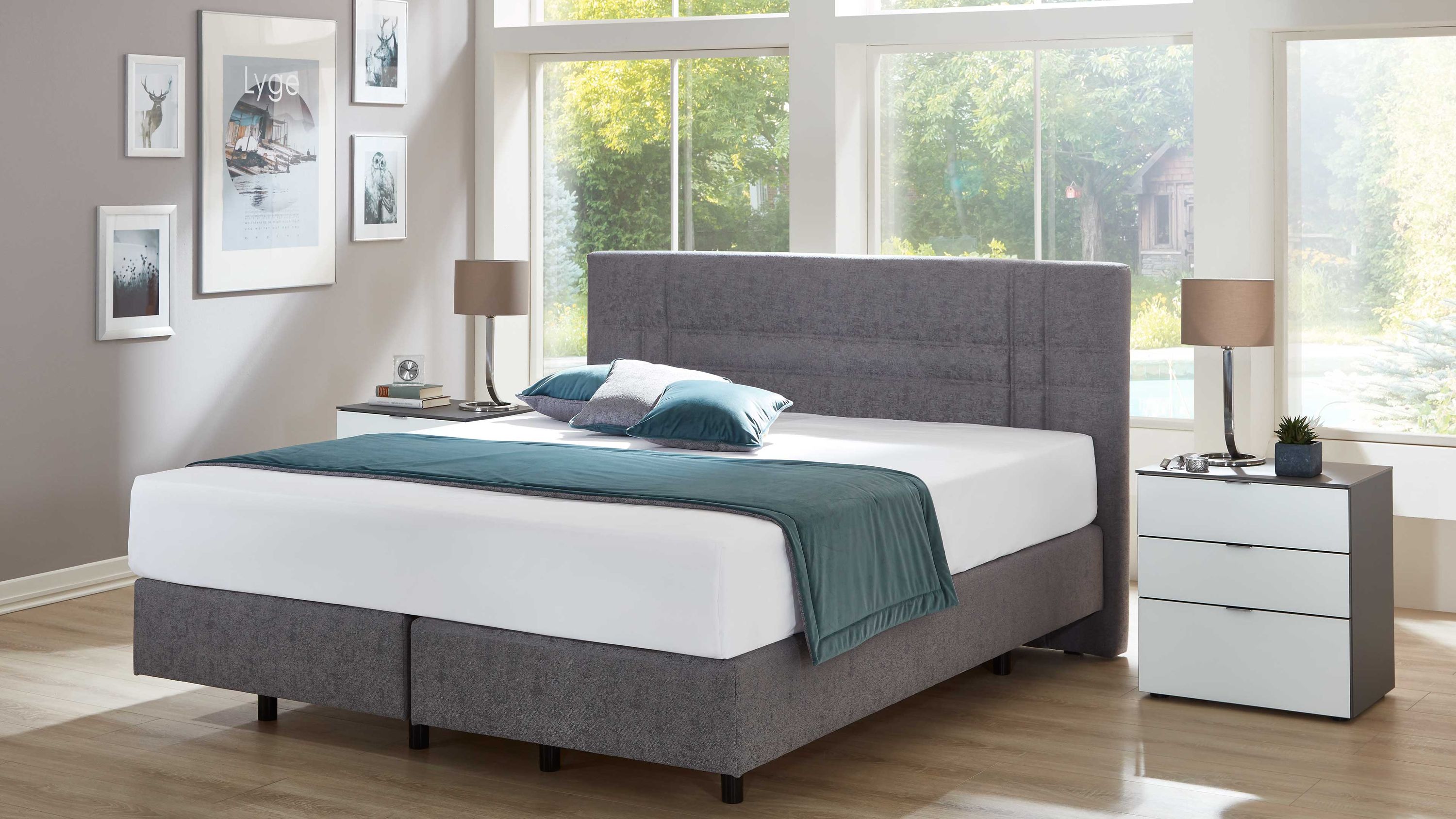 Comfortmaster Base Express - Boxspringbett steingrauer Bezug 1030 - Liegefläche ca. 180 x 200 cm