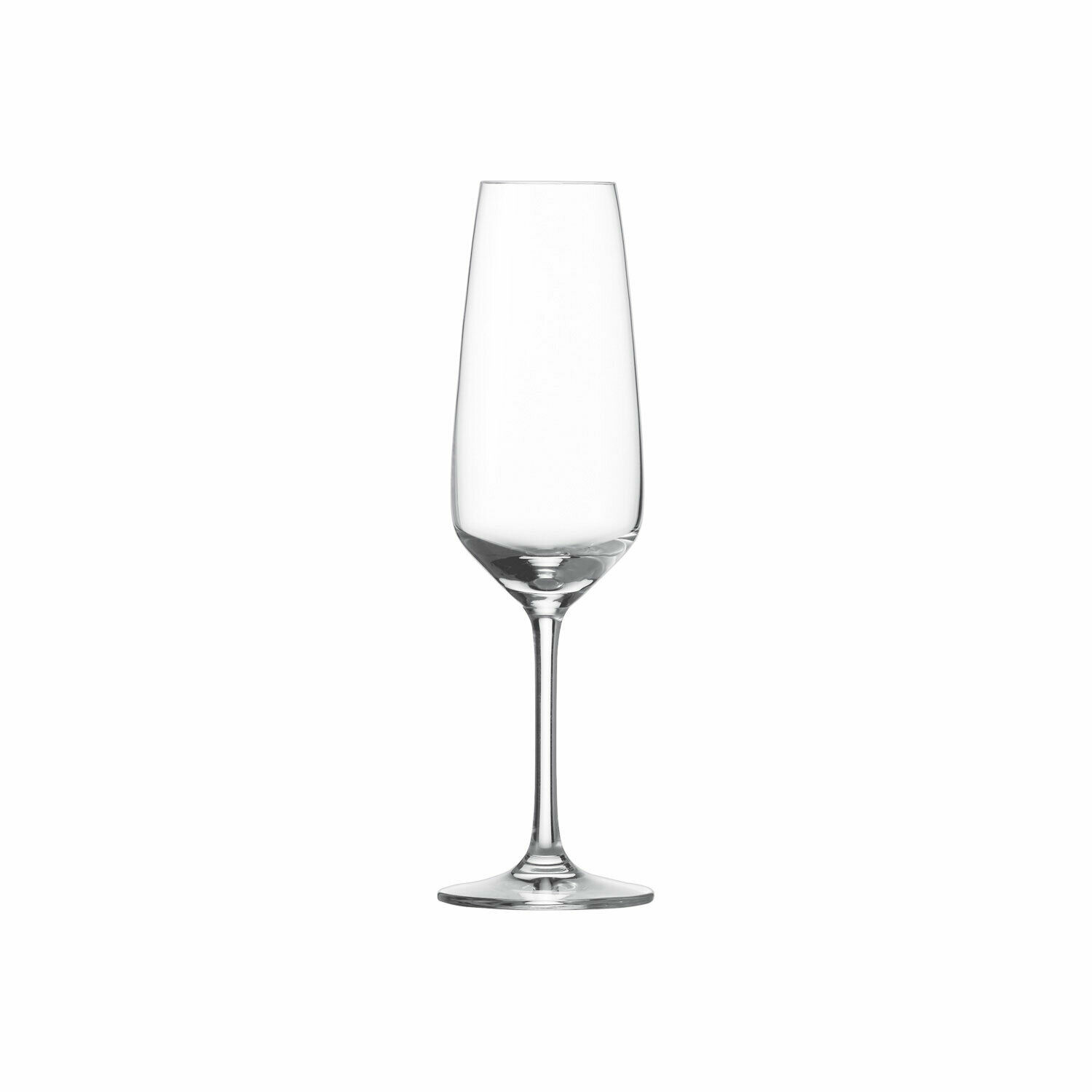 Zwiesel Taste Sektglas Kristallglas elegantes Design Frontal fotografiertes Sektglas aus klarem Kristallglas mit hohem schlankem Kelch und langem Stiel