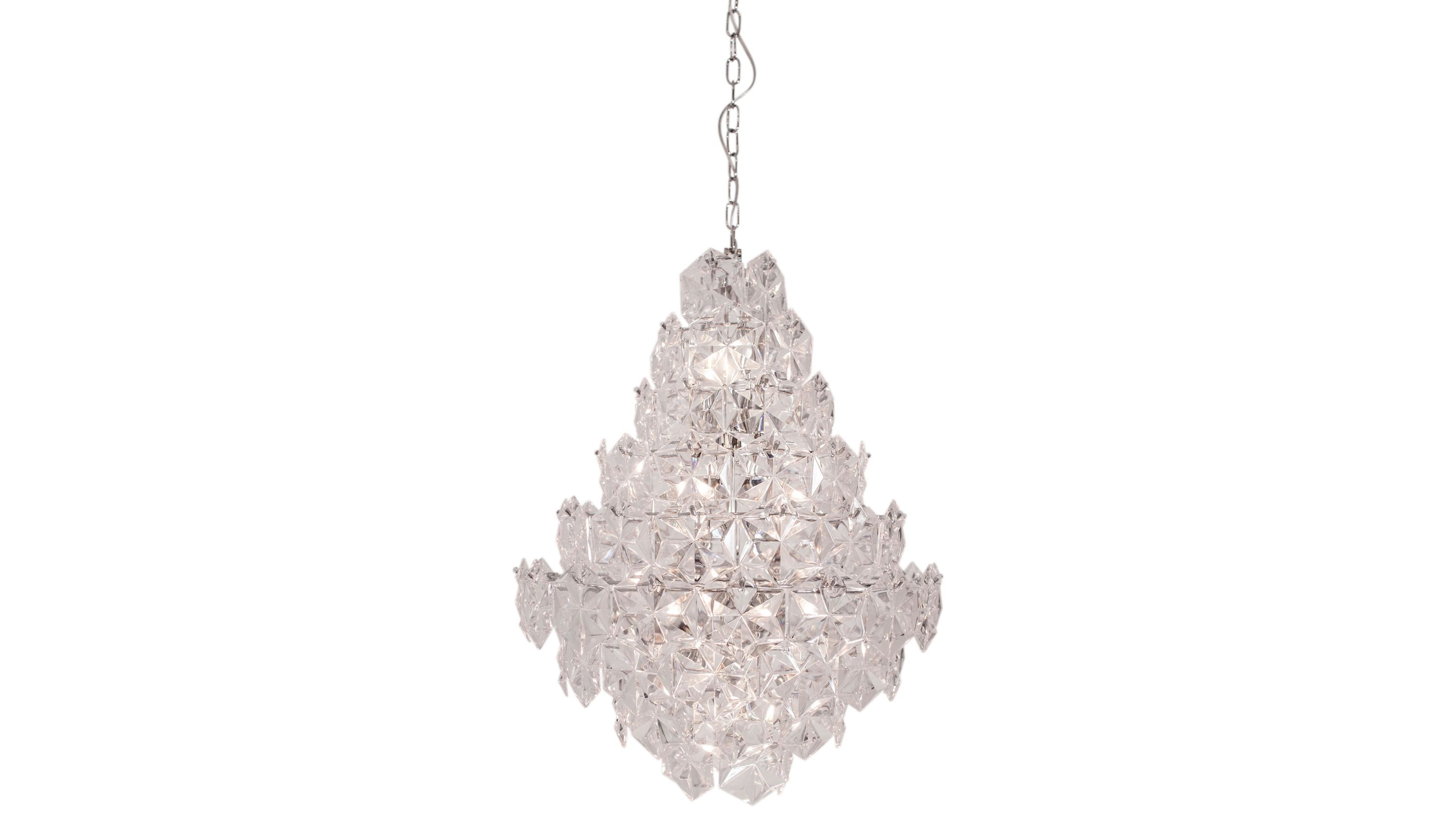 BY RYDÉNS Leuchten Serie Monarque Grande - Hängeleuchte Transparent & Chrom - Höhe ca. 75 cm
