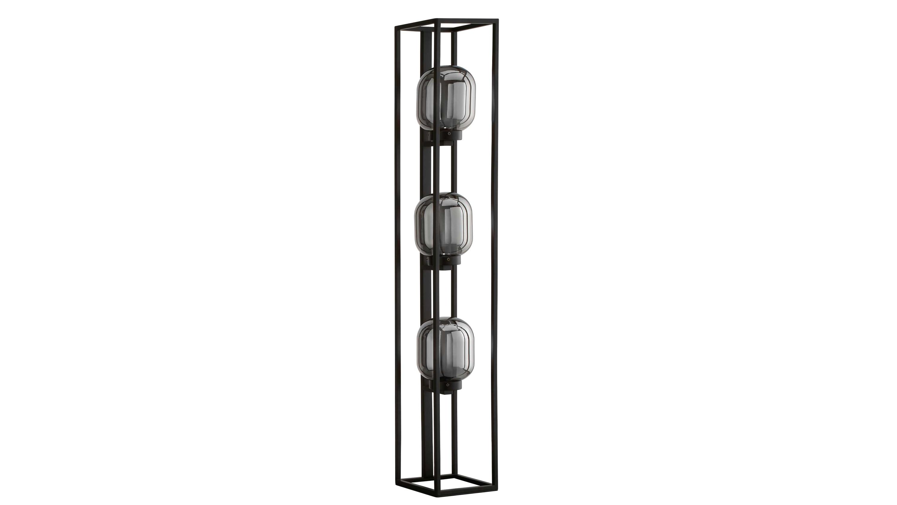 FH Stehleuchte Regi Rauchglas & schwarzes Metall - Höhe ca. 130 cm