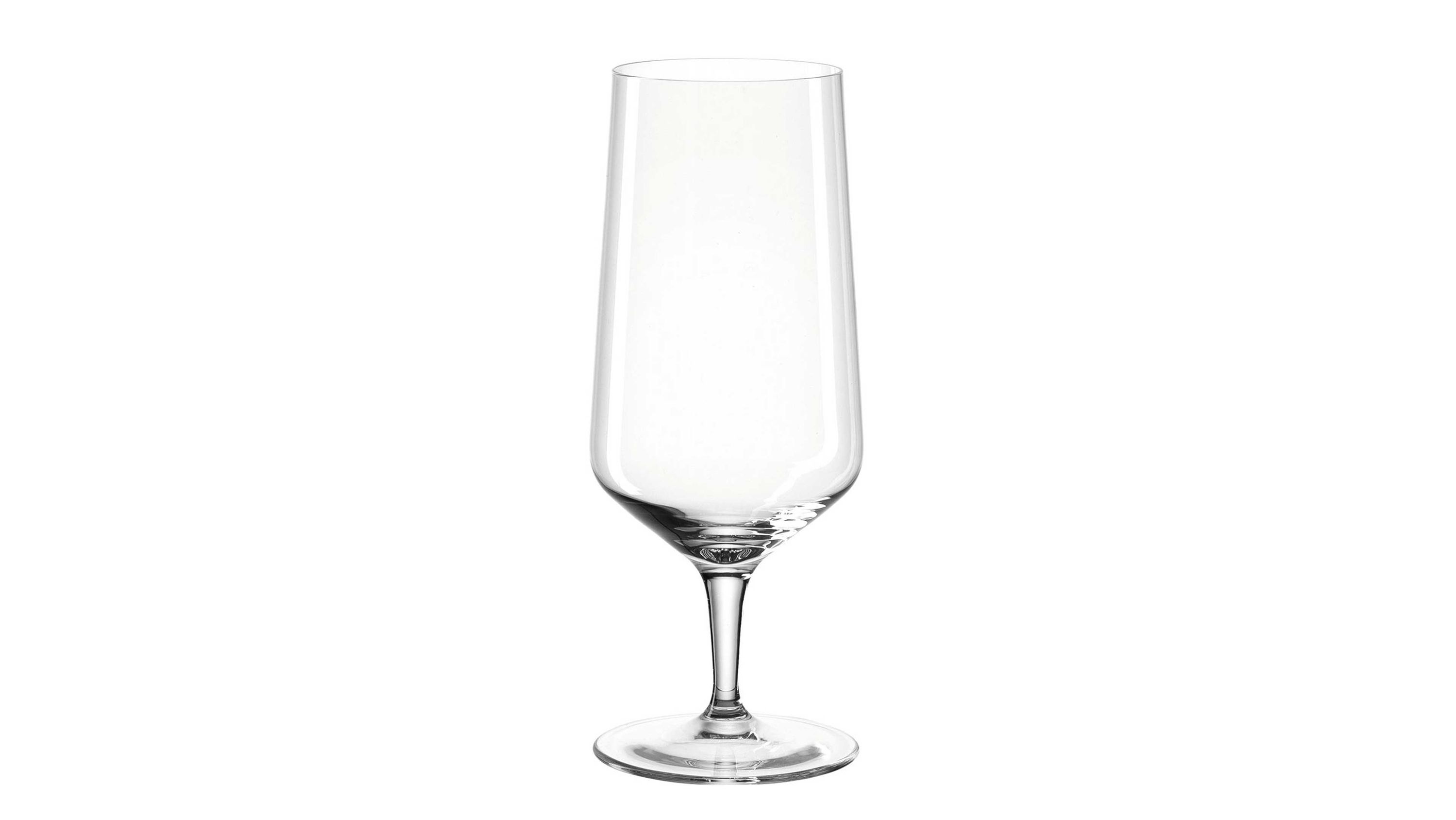 Klares Bierglas mit langem Stiel und rundem Fuß
