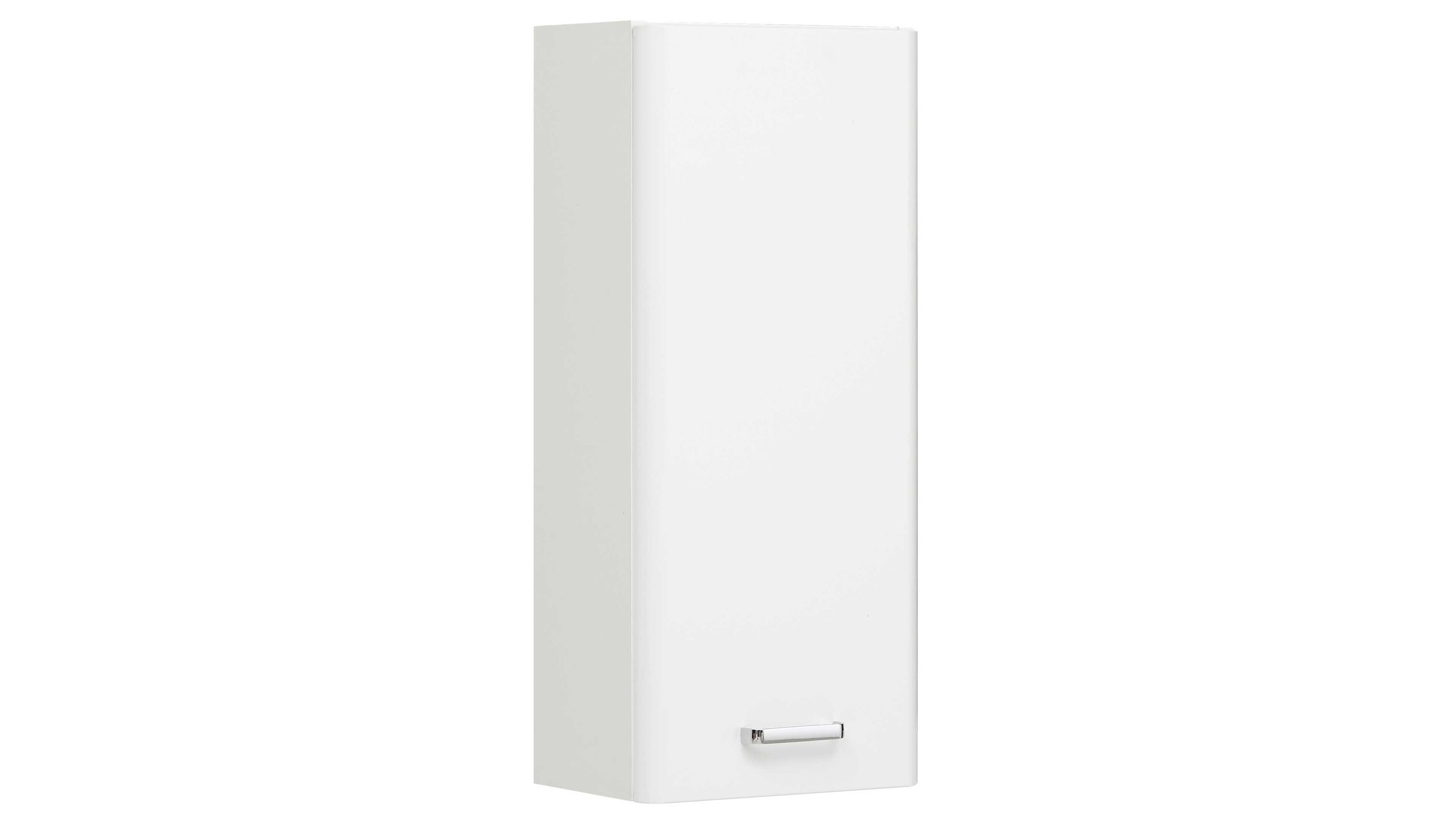 Hängeschrank mit einer Tür in Weiß Weißer Hängeschrank mit einer Tür und silbernem Griff