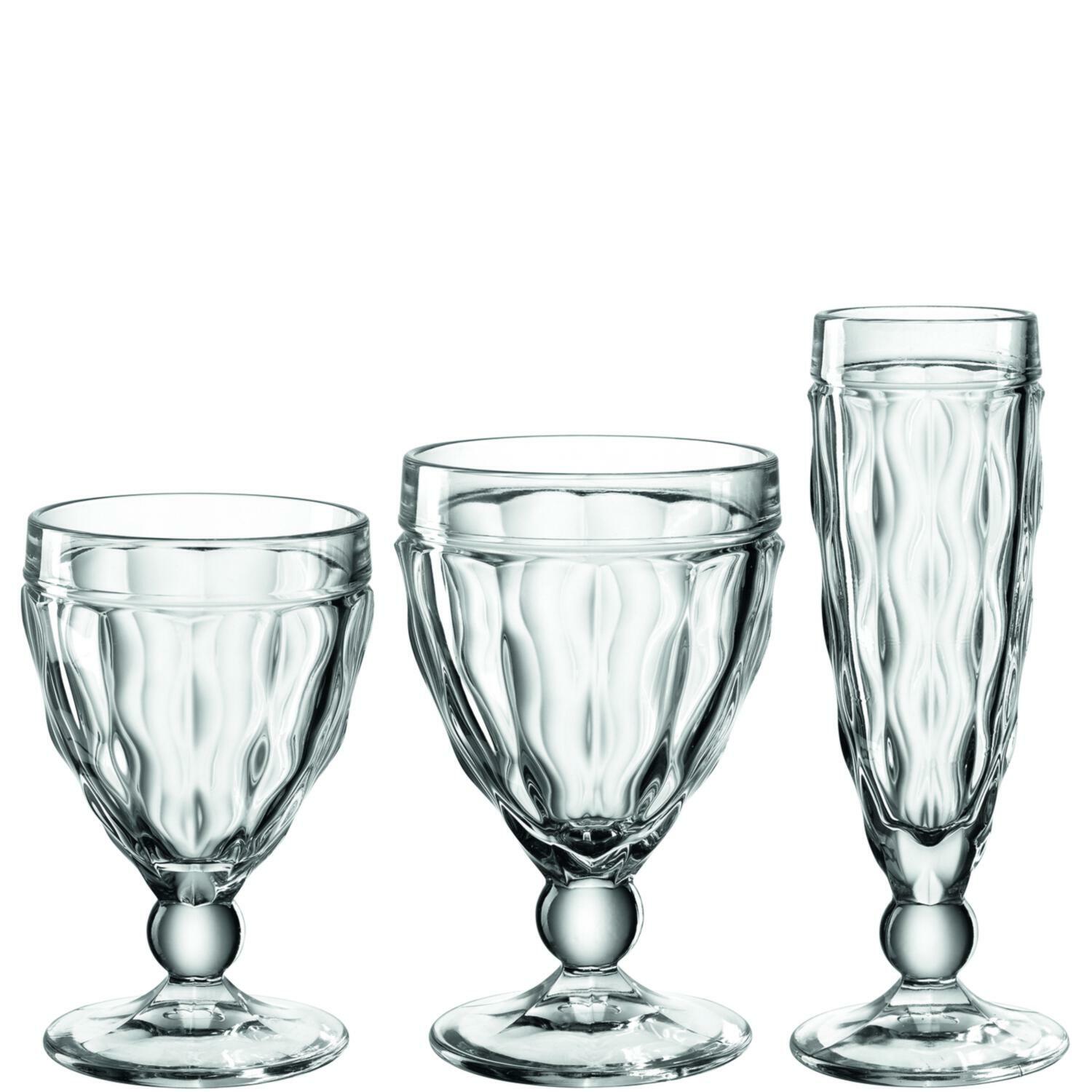 Leonardo Brindisi Gläserset aus Klarglas mit Weißwein-, Rotwein- und Sektglas in gewelltem Design