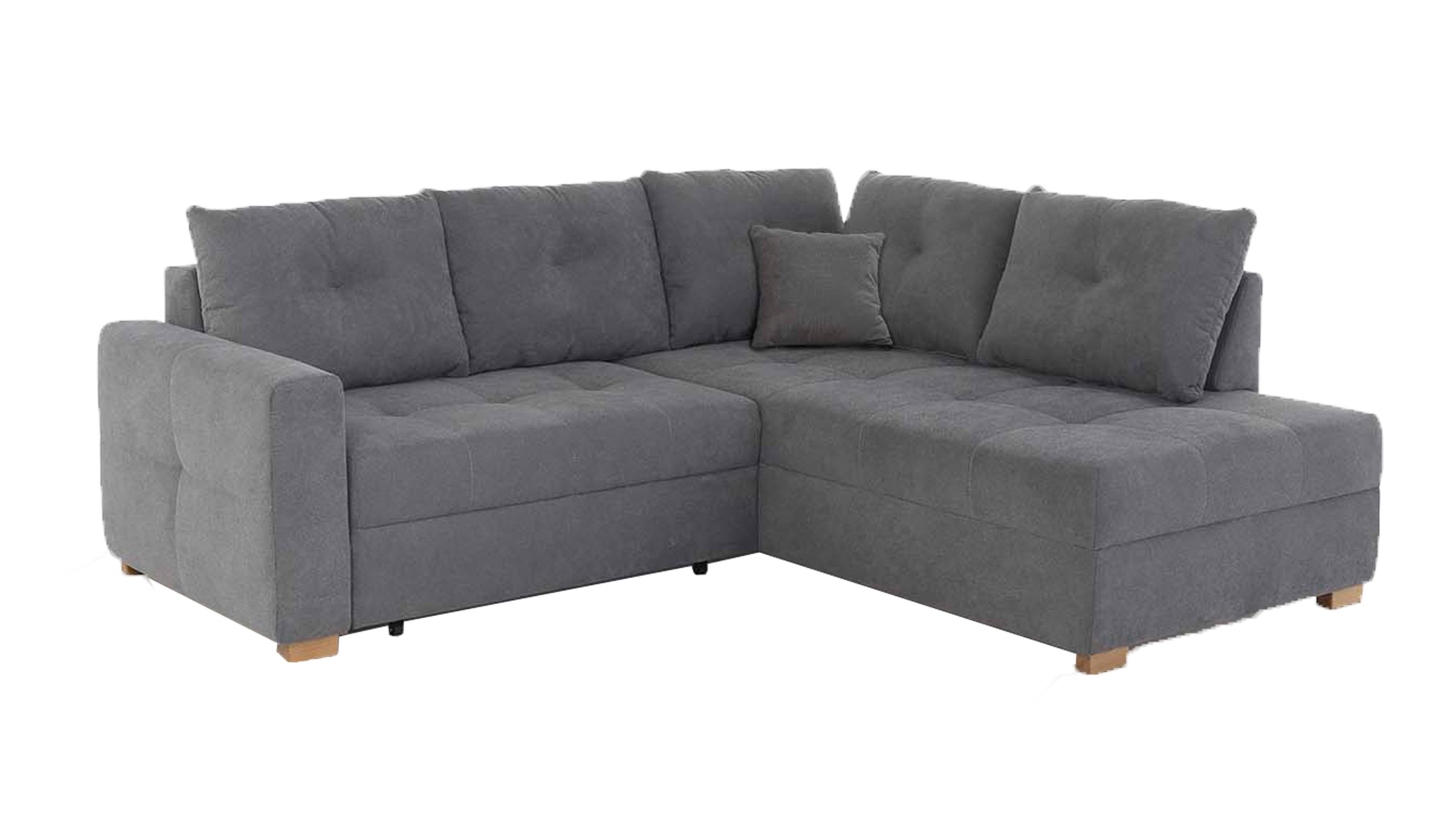Dunkelgraues Ecksofa mit Polstern Dunkelgraues Ecksofa mit Polstern und einem kleinen Kissen