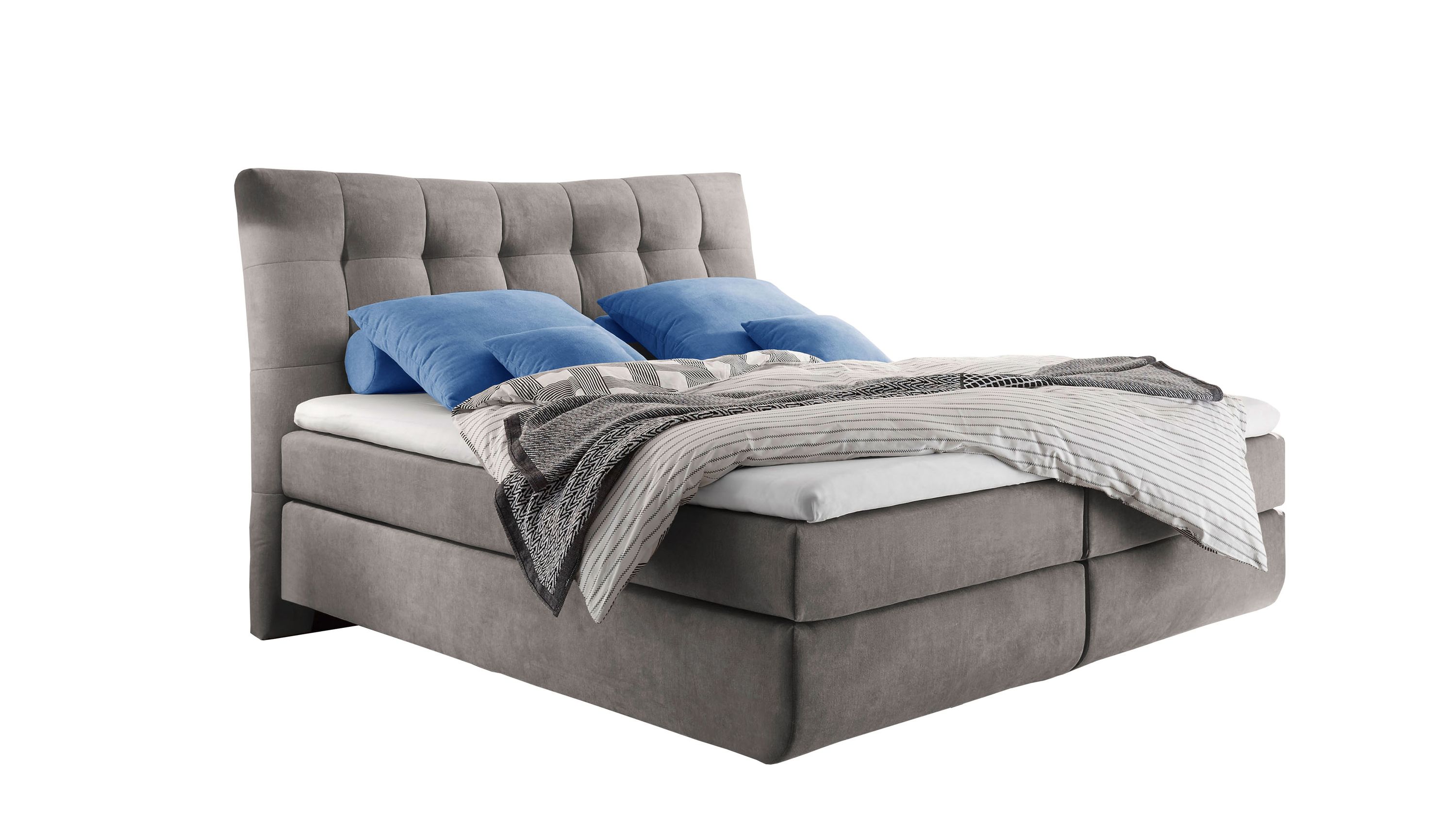 Boxspringbett hellgraue Mikrofaser  Liegefläche ca. 180 x 200 cm