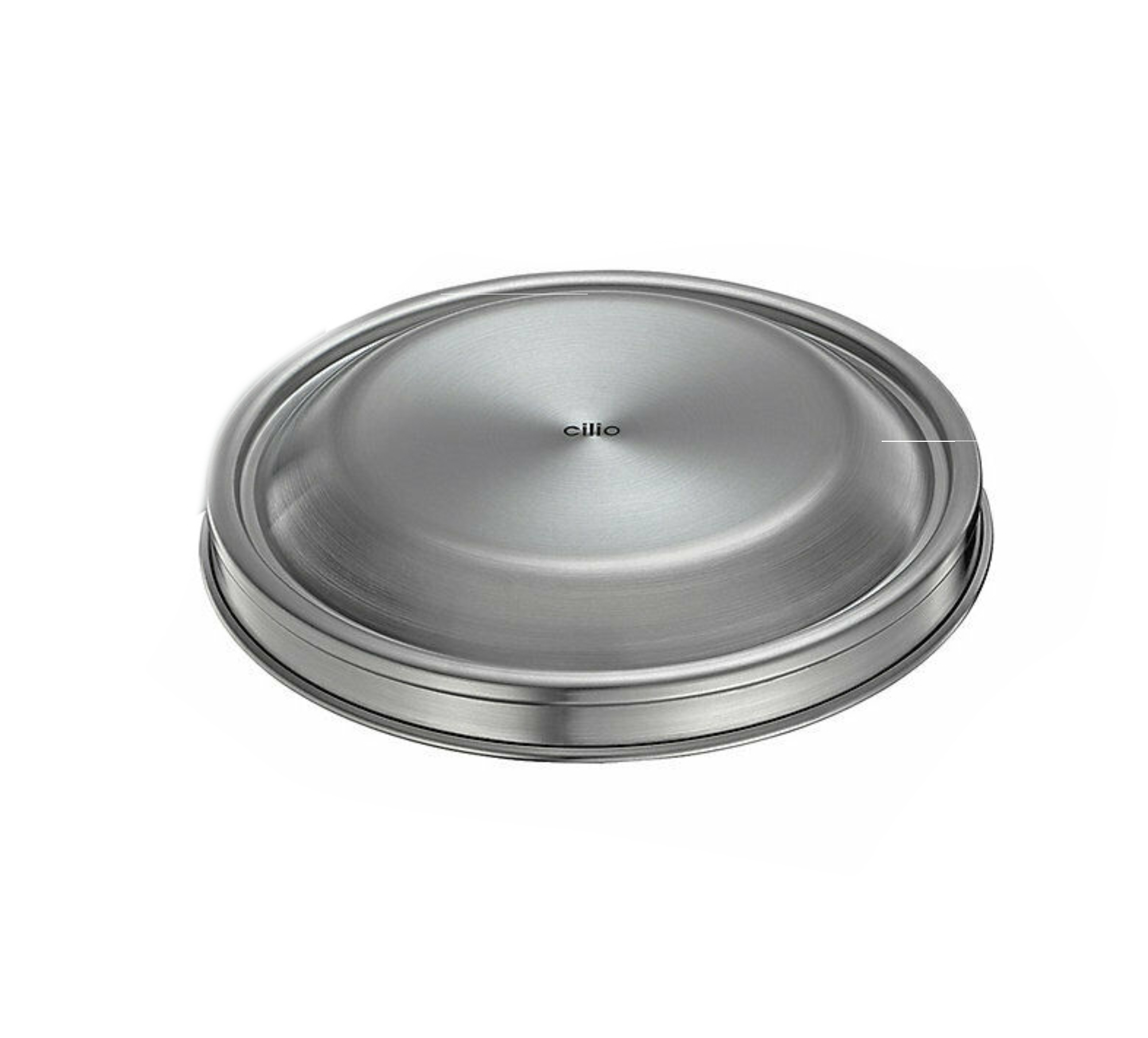 Runder Deckel für Lunchbox aus Metall Runder, leicht gewölbter Metalldeckel mit glatter Oberfläche, passend zur Lunchbox, frontal fotografiert