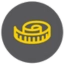 Icon grau mit gelbem Maßband Trendhopper