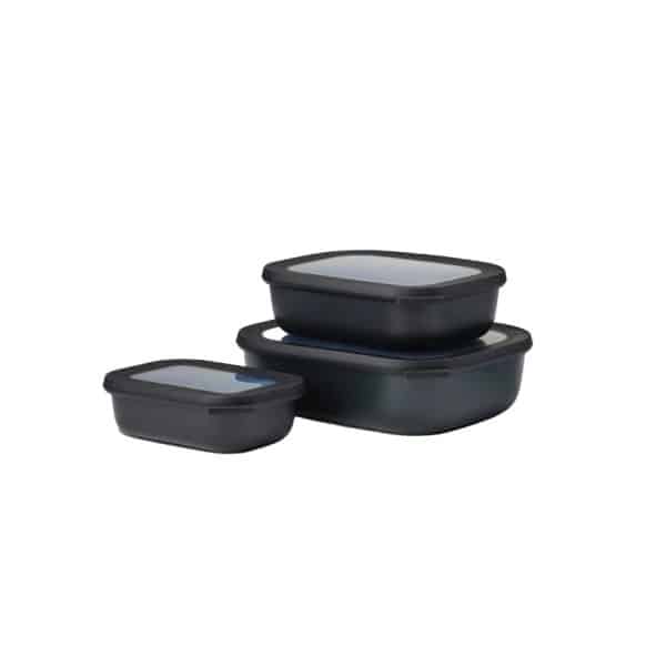 Mepal Vorratsdosen Set 3 teilig Nordic black Cirqula rechteckig flach BPA frei